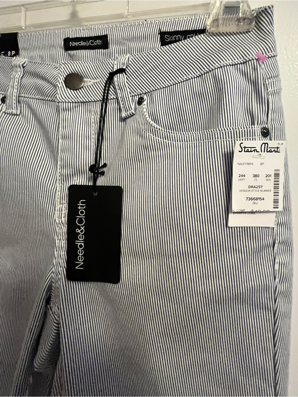 Needle & Cloth Women's Navy/White Striped Jeans